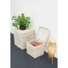 Malle carrée en osier blanchi (Lot de 2)