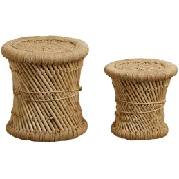 Tabourets en roseau (Lot de 2)