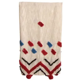 Plaid à pompons en coton tufté