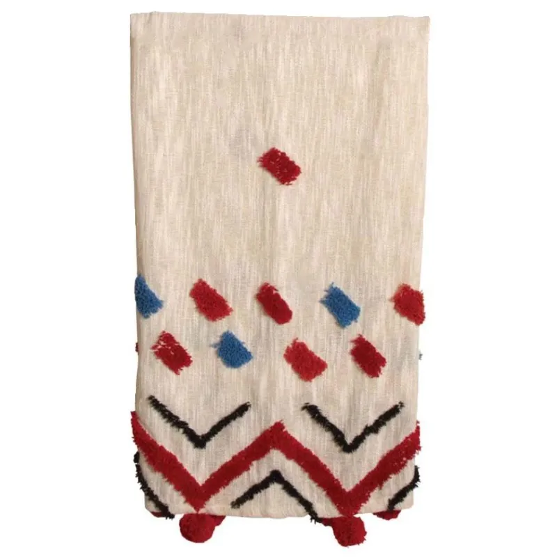 Plaid à pompons en coton tufté