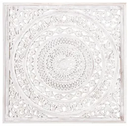 Décoration murale sculptée medium blanchi