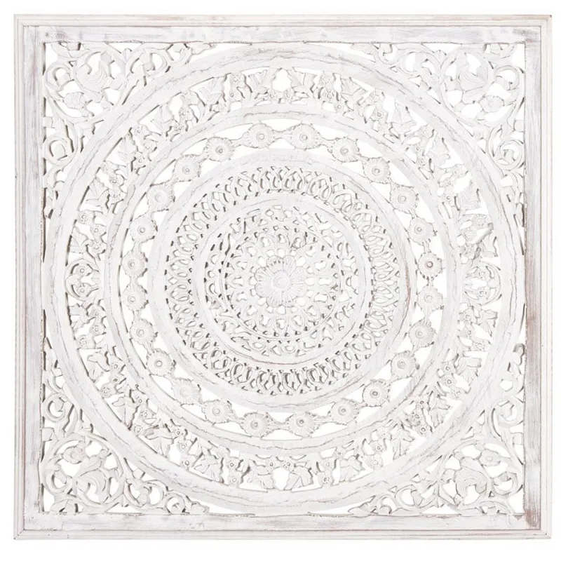 Décoration murale sculptée medium blanchi