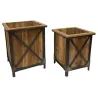 Cache-pot en pin et métal (Lot de 2)
