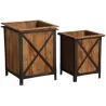 Cache-pot en pin et métal (Lot de 2)