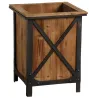 Cache-pot en pin et métal (Lot de 2)