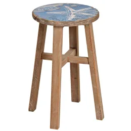 Tabouret en pin assise décor mer