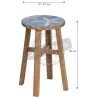Tabouret en pin assise décor mer