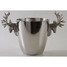 Seau à champagne tête de cerf en aluminium