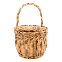 Panier à couvercle pivotant en osier clair