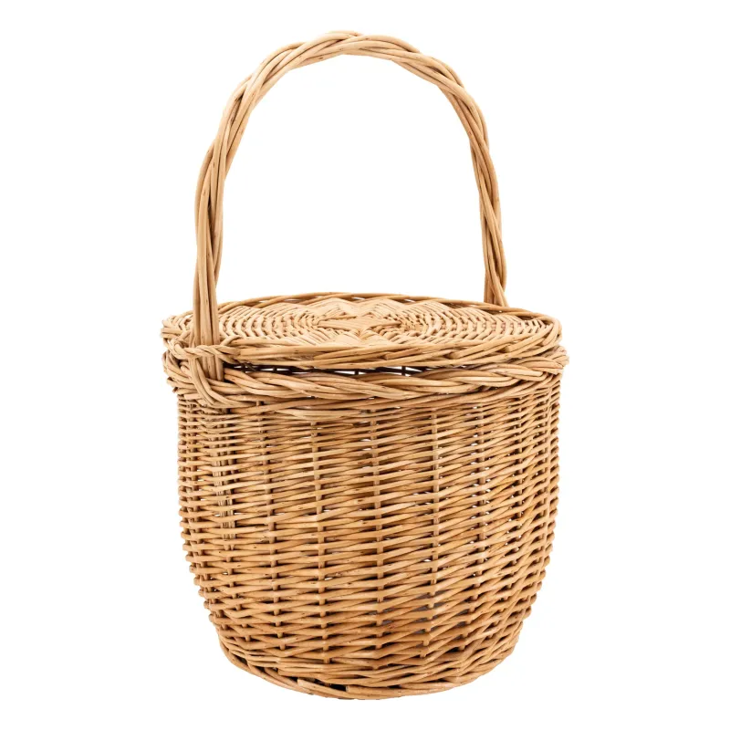 Panier à couvercle pivotant en osier clair