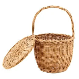 Panier à couvercle pivotant en osier clair