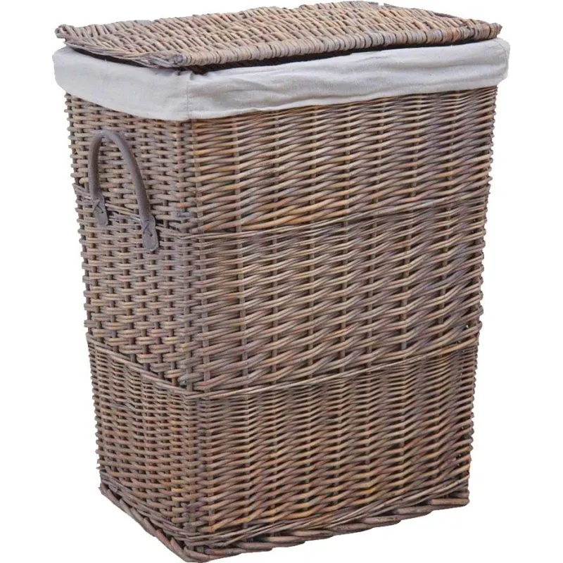 Panier à linge en osier doublé