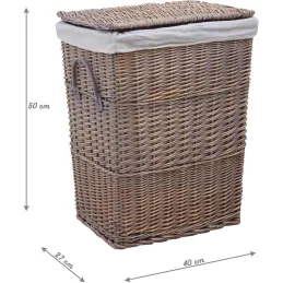 Panier à linge en osier doublé