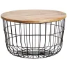 Tables basses en métal noir et bois naturel (Lot de 2)