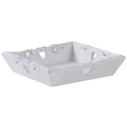 Plateau carré en manguier coeurs 20 cm