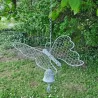 Cloche de jardin papillon blanc patiné