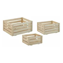 Caisse de rangement en pin brut (Lot de 3)