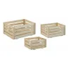 Caisse de rangement en pin brut (Lot de 3)