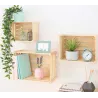 Caisse de rangement en pin brut (Lot de 3)