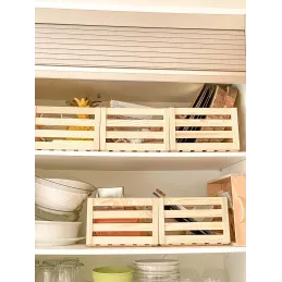 Caisse de rangement en pin brut (Lot de 3)