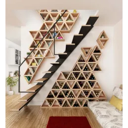 Casier à bouteilles triangulaire en pin Prisma