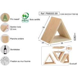 Casier à bouteilles triangulaire en pin Prisma