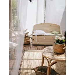 Banc coffre de rangement en pin brut 78 litres