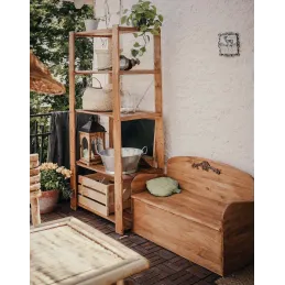 Banc coffre de rangement en pin brut 78 litres