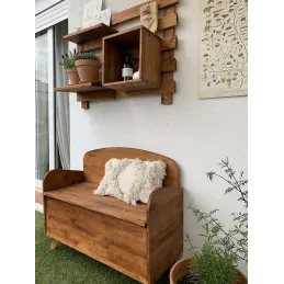Banc coffre de rangement en pin brut 78 litres
