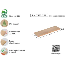 Etagère tablette murale en pin brut
