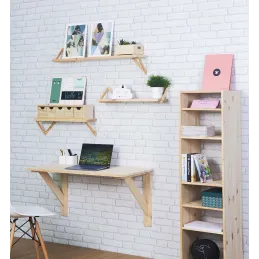 Etagère tablette murale en pin brut