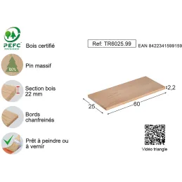 Etagère tablette murale en pin brut