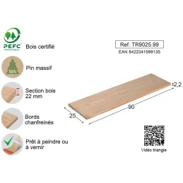 Etagère tablette murale en pin brut
