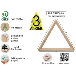 Equerre triangle en pin brut