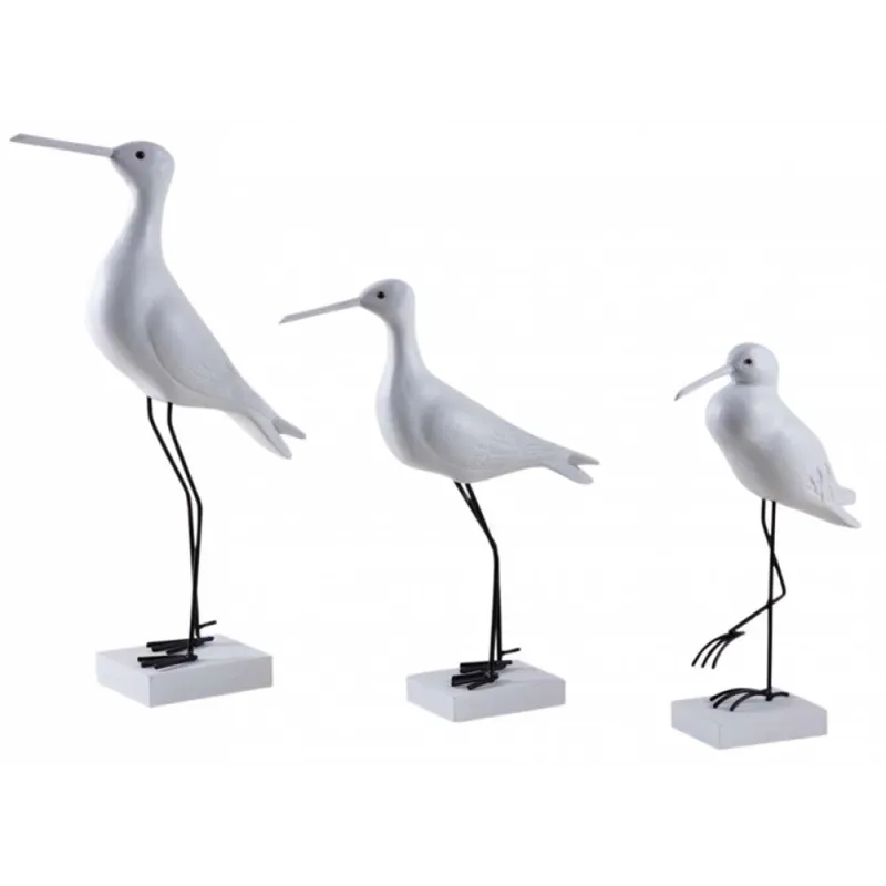 Oiseaux de mer en bois sur pieds (Lot de 3)