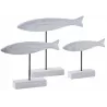 Poissons en bois blanc sur pieds (Lot de 3)