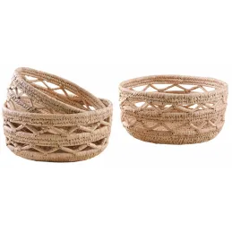 Corbeille ronde en palmier naturel (Lot de 3)