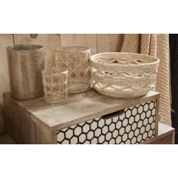 Corbeille ronde en palmier naturel (Lot de 3)
