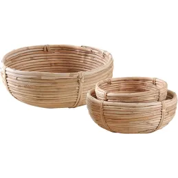 Corbeilles rondes en rotin naturel (lot de 3)