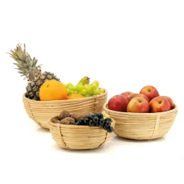 Corbeilles rondes en rotin naturel (lot de 3)