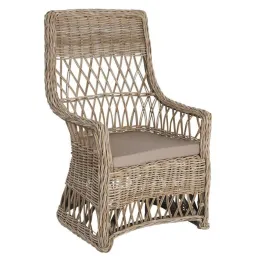 Fauteuil en poelet gris avec coussin en tissu