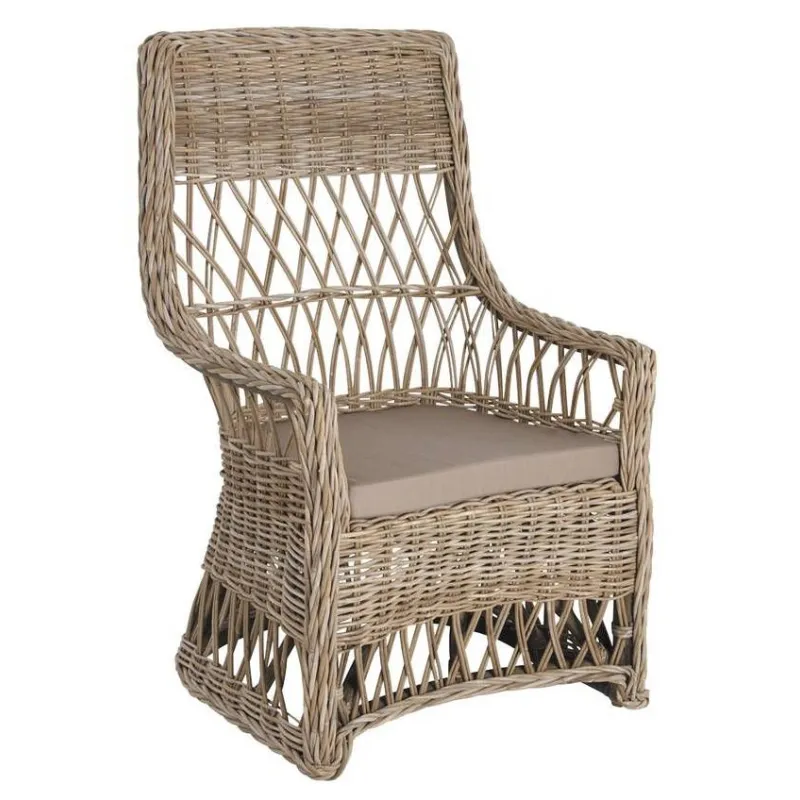 Fauteuil en poelet gris avec coussin en tissu