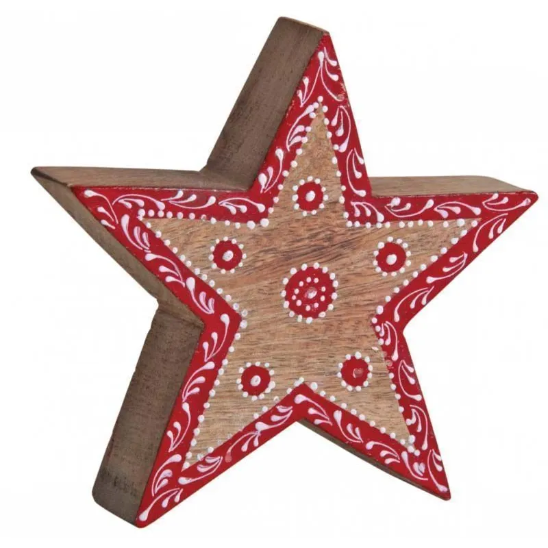 Étoile en manguier rouge et blanche