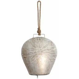 Cloche Edelweiss en métal blanchi