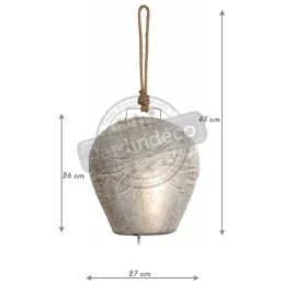 Cloche Edelweiss en métal blanchi