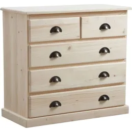 Commode 5 tiroirs en bois brut