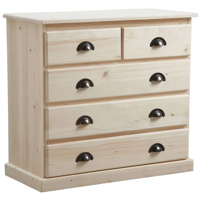 Commode 5 tiroirs en bois brut