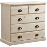 Commode 5 tiroirs en bois brut