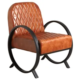 Fauteuil en cuir de buffle véritable et métal