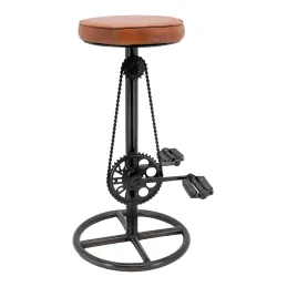 Tabouret vélo vintage en cuir de chèvre